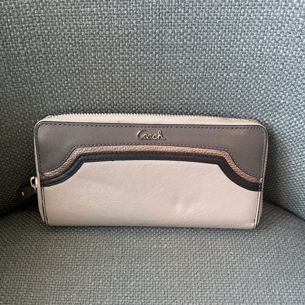 Coach Ashley Leather Zip Around Wallet